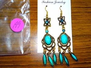 lot 199 image: STUNNING DANGLE EARRINGS AS SHOWN