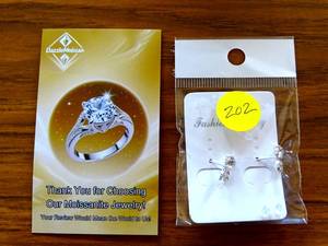 lot 202 image: PRETTY MOISENETTE DIAMOND BUNNY EARRLING STUDS - NIP