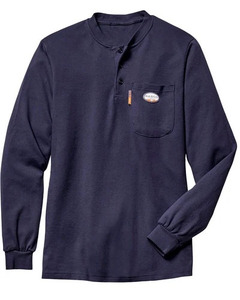 lot 92 image: $$$ NEW - Rasco Mens Fire Resistant Long Sleeve Henley T-Shirt - FR0101NV