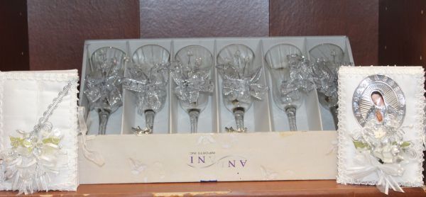 lot 90 image: Boxed Set of Decorative Crystal Stemware and more