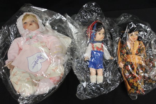 lot 92 image: Three Vintage Dolls, Effanbee baby, Vogue Doll Austrain Boy, and Japanese Geisha doll