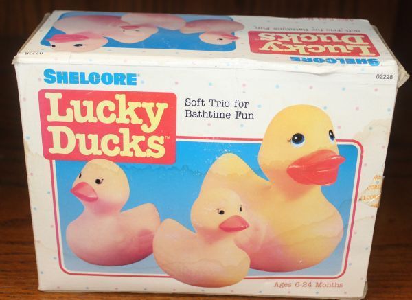 lot 10 image: SIP Vintage Shelcore Trio of Lucky Ducks, Rubber Ducks
