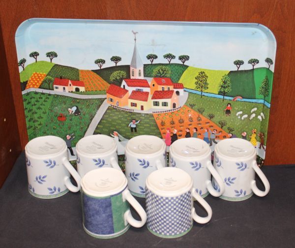 lot 179 image: Villeroy and Boch Cups and Villeroy and Boch Tray, 10 Pieces