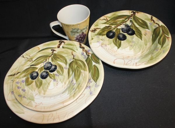 lot 234 image: Olive Grove Dishes, 19-piece Set