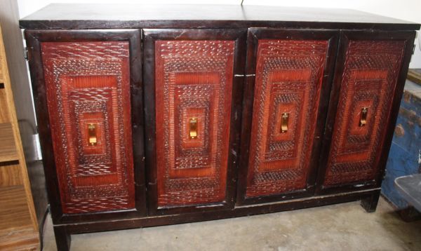 lot 30 image: Pier 1 Terracotta Media Cabinet Buffet Table