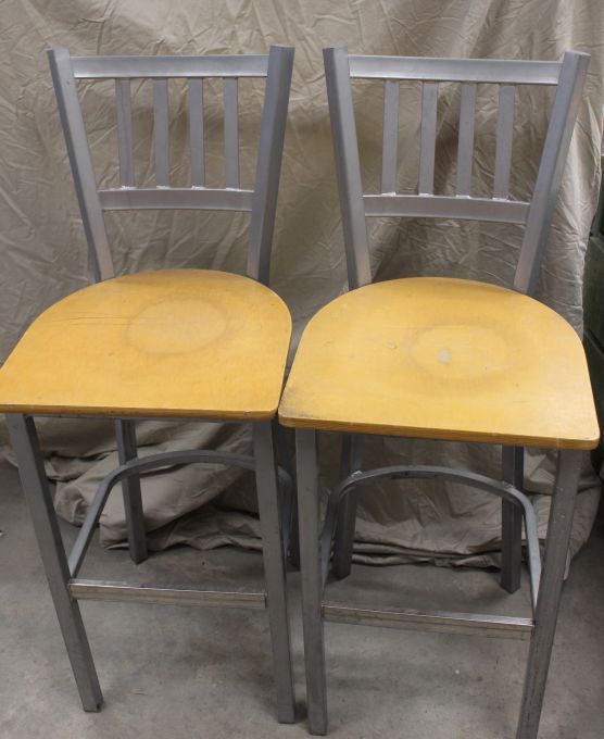 lot 35 image: Two Metal and Wood Bar Stools