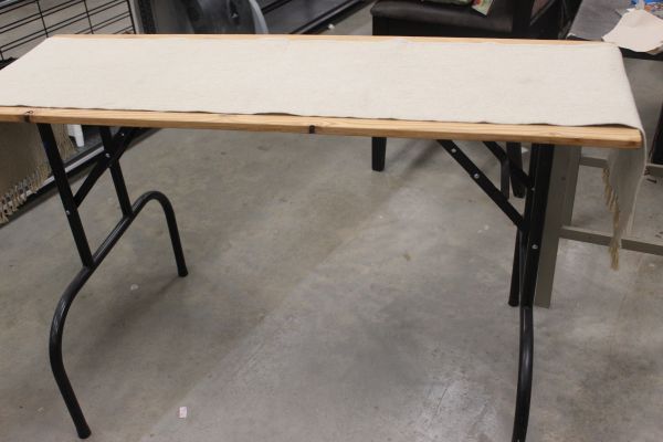 lot 38 image: Wooden Top Utility Table with Fold Up Legs and a Runner