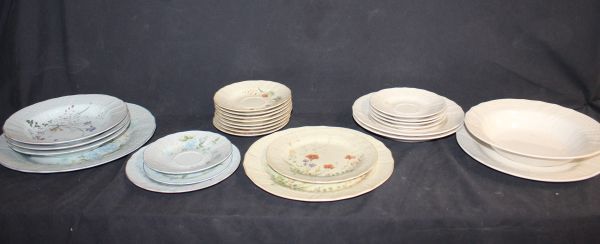 lot 275 image: Mikasa Dishes Renaissance White 8 Pieces, Margaux Fine China 10 Pieces, and Precious Blue Christy Pattern and Precious Blue Michelle Pattern.8 Pieces
