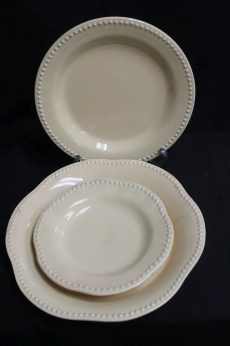 lot 278 image: Dinnerware Pottery Barn Emma beaded Dishes in Yellow Stoneware Approximately 19 Pieces