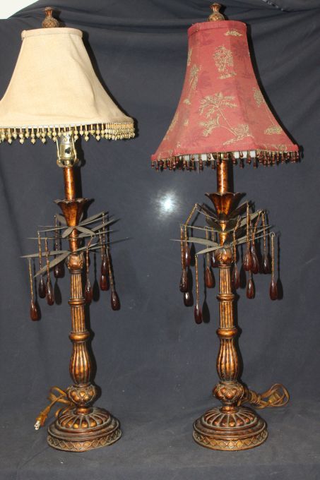 lot 49 image: Two Table Top Lamps with Shades