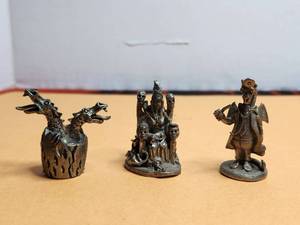 lot 38 image: Selection of 3 small pewter dragon figures