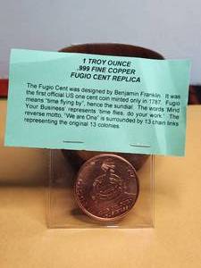 lot 51 image: Collectible 1 troy ounce Fugio Coin replica