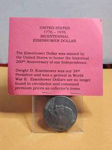 lot 198 image: 1776-1976 Bicentennial Eisenhower dollar