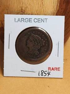 lot 211 image: 1854 Large cent - rare