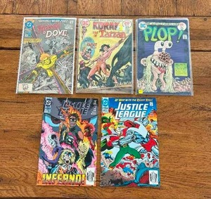 lot 133 image: Selection of vintage comics - DC - Hawk & Dove, Korak and Tarzan, Plop, Justice League,