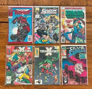 lot 155 image: Selection of vintage comics - Marvel - Night Trasher, Shadow Riders, Shogun Warriors, Terminator X, Silver Surfer