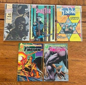 lot 170 image: Selection of vintage comics - First - Cross Roads, Shatter, Sable, Firearm, The Solution
