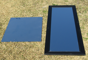 lot 18 image: Two vanity mirrors full size framed 27 x 70 and unframed 30 x 36
