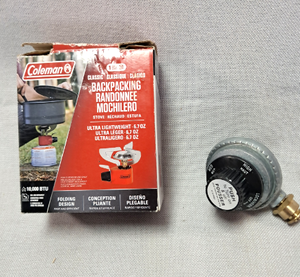 lot 300 image: Coleman compact backpack folding stove, Propane metering valve