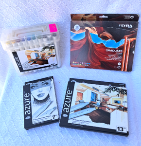 lot 301 image: Azure professional artist markers, Lyra fine line markers - All NIB