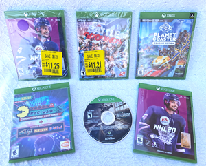 lot 284 image: Xbox video game disc as shown, 2 are unopened, includes, NHL 20, Pac Man, and more