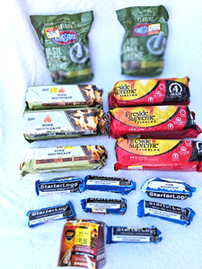 lot 279 image: Pine Mountain & Fireside supreme 4 hour firelogs (6), Pine Mountain starter logg (7), Kingsford Flavor boosters charcoal (2) plus