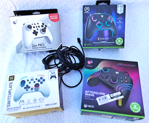 lot 278 image: PDP Afterglow wave, Switchplate, Zen PRO, PowerA, Wireless gaming controllers for Switch & Xbox