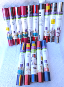 lot 271 image: Cricut iron-on material includes Foil, Everyday, Glitter, Sportflex, 15 rolls