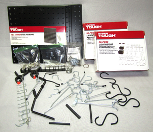 lot 43 image: Hyper Tough peg board sets includes extra peg accessories