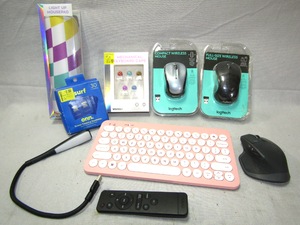 lot 65 image: Logitech wireless mouse (2) NIB, Onn wireless keyboard, and more as shown