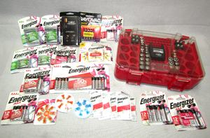 lot 75 image: Eneregizer & Duracell batteries plus a Battery Daddy smart battery organizer
