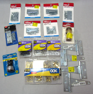 lot 53 image: Hyper Tough, Ook and other name brand hinges and hook hardware