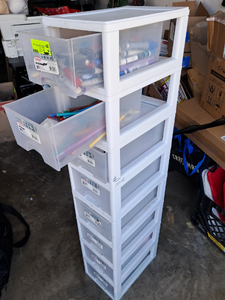 lot 213 image: Sterilite stackable drawers plus contents as shown