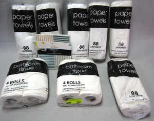 lot 228 image: Paper towels and bath tissue