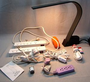lot 216 image: LED desk lamp, surge protector power strips and more as shown