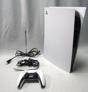 lot 87 image: Sony Playstation 5 with controller and power cords (HDMI port needs repaired)