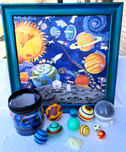 lot 172 image: Edu Science glow in the dark solar system planets & stars and matching framed solar system art