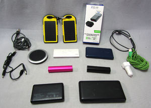 lot 98 image: Onn, Belkin, Z-Gear, Solar charge power banks, and more as shown