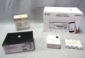 lot 104 image: Core Innovations Bluetooth shipping label thermal printer & shipping labels (NIB), Wireless portable thermal printers (2) plus labels as shown