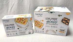 lot 136 image: Bentgo Leak-Proof glass food storage containers - NIB