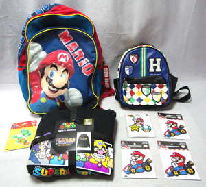 lot 154 image: Super Mario Mens hoodie (XL) New, backpack, sew on patches, also includes Harry Potter theme backpack