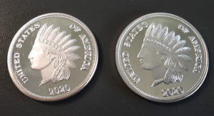 lot 42 image: .999 silver one ounce coins - two total - Bid is times the quantity of 2