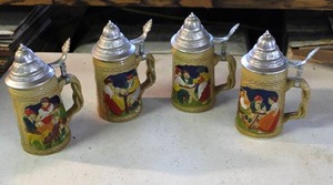 lot 35 image: vintage, hand-painted ceramic German-style beer steins