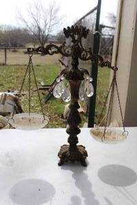 lot 110 image: ornate balance scale,