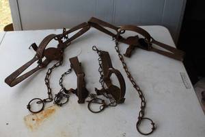 lot 127 image: a set of vintage steel animal traps