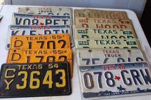 lot 82 image: collectible vintage Texas license plates