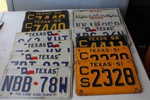 lot 83 image: collectible vintage Texas license plates
