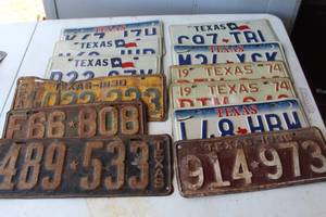 lot 85 image: collectible vintage Texas license plates