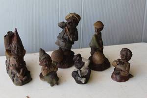 lot 170 image: hand-painted folk art collectibles, often identified as Tom Clark Gnomes