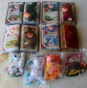 lot 173 image: vintage Ty McDonalds Teenie Beanie Babies, specifically part of the Dinosaur Trio set.  And more see pictures